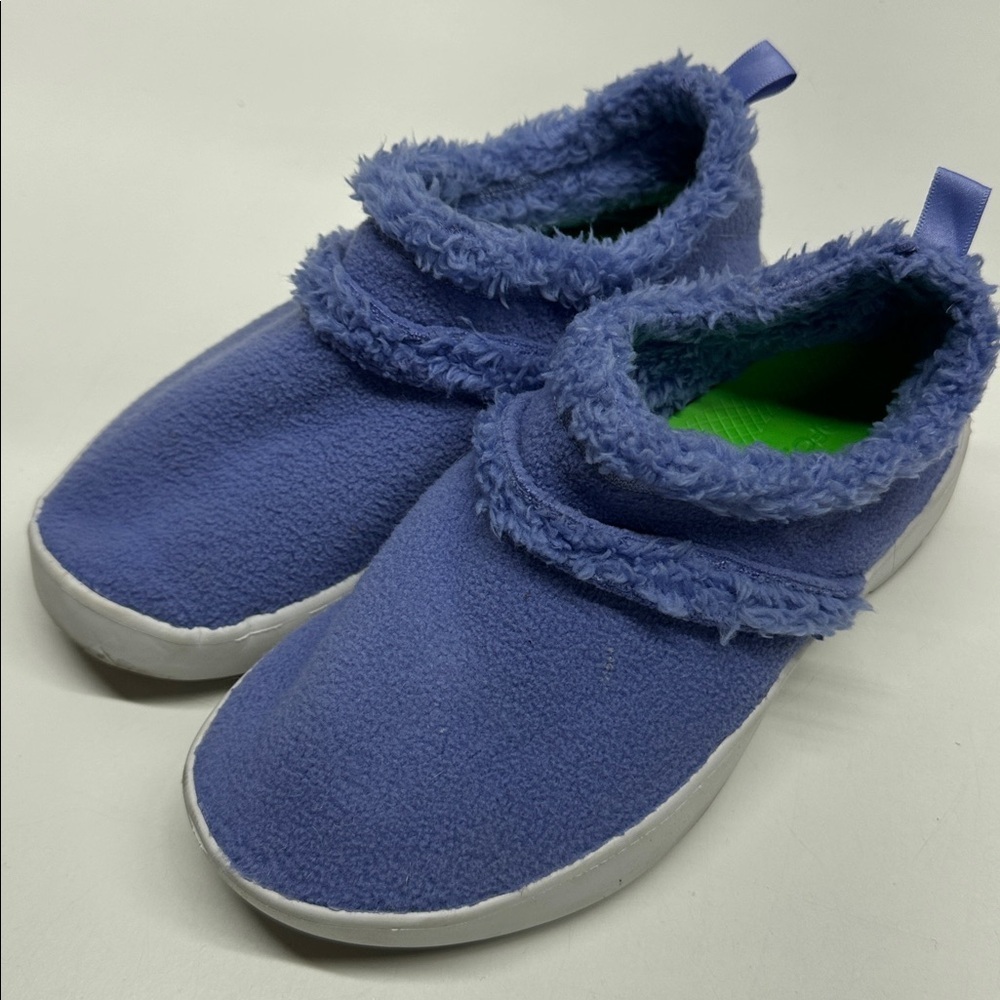 Oofos OOcoozie Shoes Slippers Fleece Sherpa Lined Slip On Blue White Womens 7